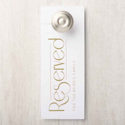 Affichette De Porte Simple Réserve de Mariage en Or Blanc (Sur le bouton)