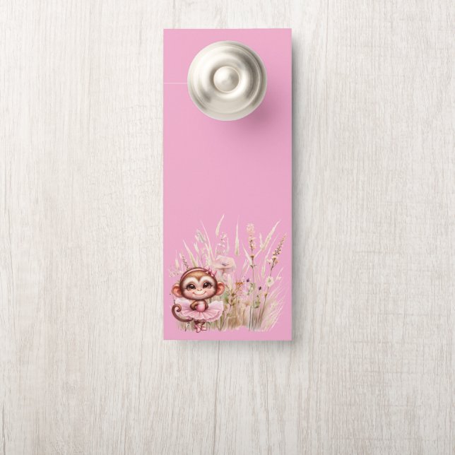 Affichette De Porte Singe Ballerine (Sur le bouton)