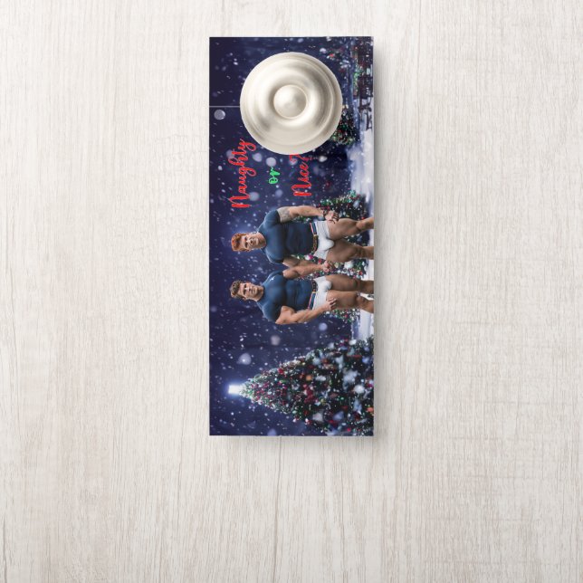 Affichette De Porte SlipperyJoe's décoré enneigé de Noël tre (Sur le bouton)