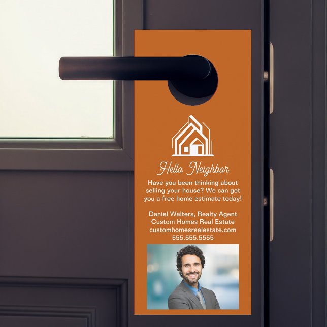 Affichette De Porte Société immobilière Burnt Orange Publicité (Créateur téléchargé)