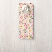 Affichette De Porte Soft Pink Floral Stripe Pattern (Sur le bouton)