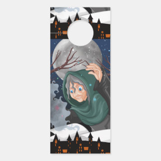 Affichette De Porte Sorcière effrayante & Maison hantée Halloween🌙