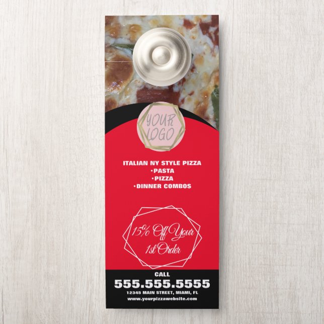 Affichette De Porte Spécialités de déjeuner de restaurant de pizza B (Sur le bouton)