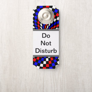 Affichette De Porte Spirale rouge blanc de Checker bleu par Kenneth Yo