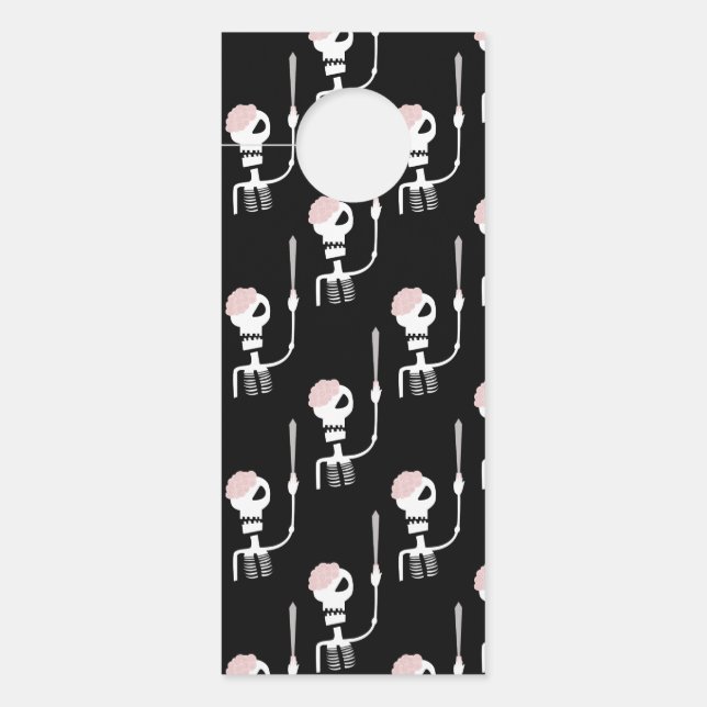 Affichette De Porte Squelette d'Halloween avec épée (Devant)