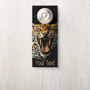 Affichette De Porte Tête d'attaque du léopard