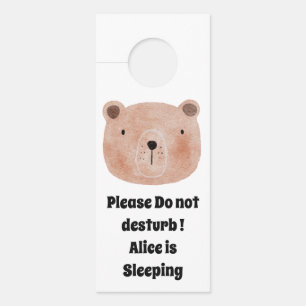 Affichette De Porte Texte personnalisé adorable ours rose mignon pépin