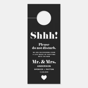 Affichette De Porte Typographie rétro Noir ne dérange pas Mariage
