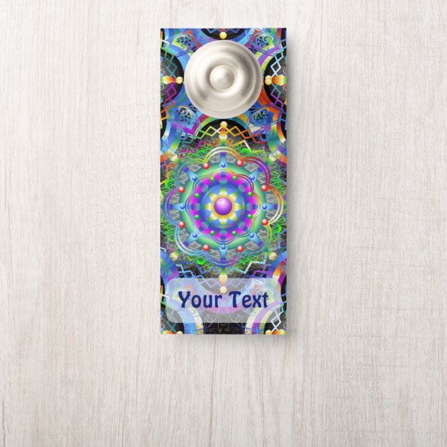 Affichette De Porte Univers Mandala Couleurs Psychédéliques (Sur le bouton)