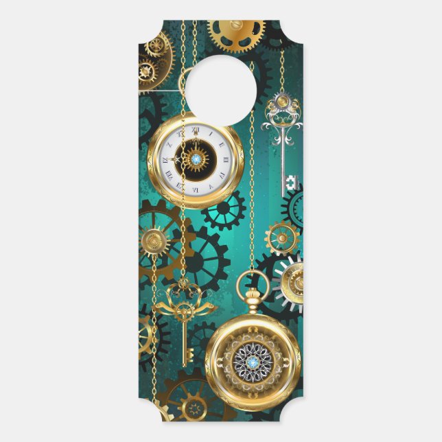 Affichette De Porte Veille bijoux Steampunk sur un Arrière - plan vert (Devant)