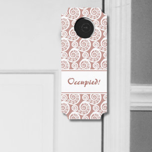 Affichette De Porte Vintage feuille de fougère botanique rose et blanc