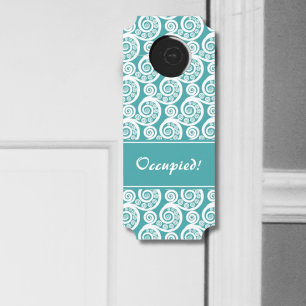Affichette De Porte Vintage Turquoise & Blanc Botanique Feuille de Fru