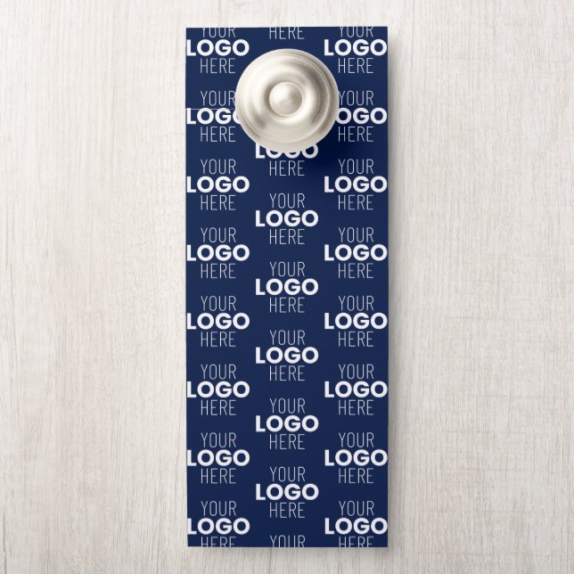 Affichette De Porte Votre Motif de répétition de logo ou d'image | Ble (Sur le bouton)