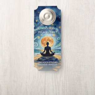 Affichette De Porte Yoga Méditation Ciel Nocturne Étoilé Lune Plage Oc