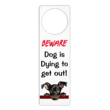 Attention chien Doorhanger Doberman Pinscher Pup