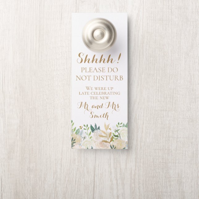 Affichettes de porte Mariages Gold White Flower (Sur le bouton)