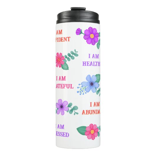 Affirmaties Creëer uw eigen citaten Levendige Bloe Thermosbeker (Voorkant)