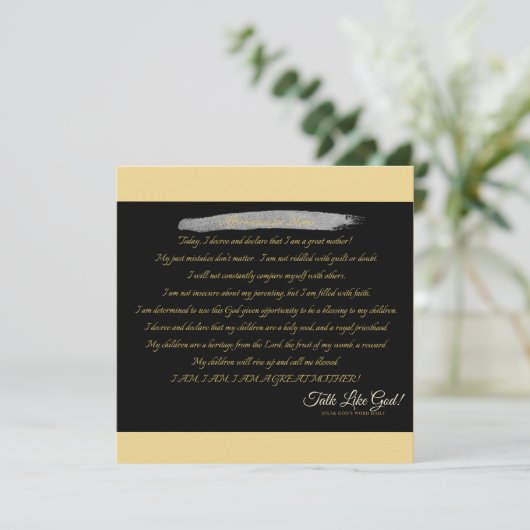 Affirmation pour les mamans - carte à note unique (Debout devant)