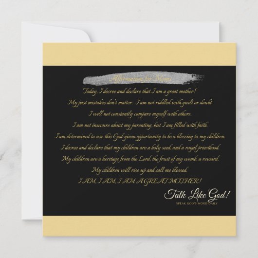 Affirmation pour les mamans - carte à note unique (Devant)