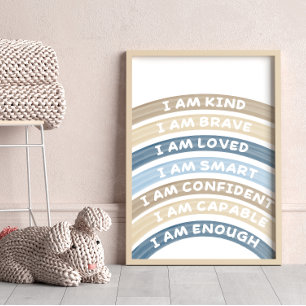 Affirmation Rainbow Poster Brown&Navy
