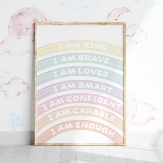 Affirmation Rainbow Poster Soft Pastel