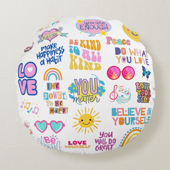 AFFIRMATIONS AUTO-AMOUR COUSSIN ROND (Devant)