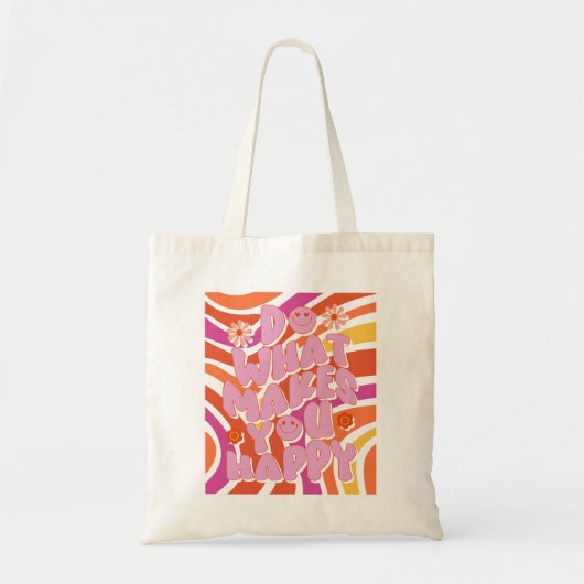 Affirmations joyeuses mignon Sac fourre-tout rétro (Devant)