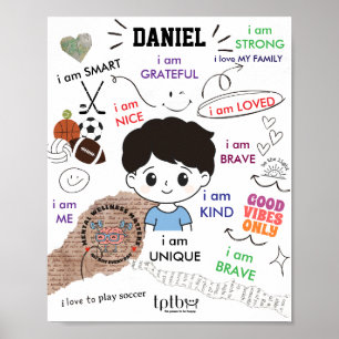 AFFIRMATIONS POSTER POUR LES GARÇONS (PERSONNALISE