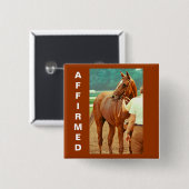 Affirmed Thoroughbred Racehorse 1978 Vierkante Button 5,1 Cm (Voorkant /achterkant)