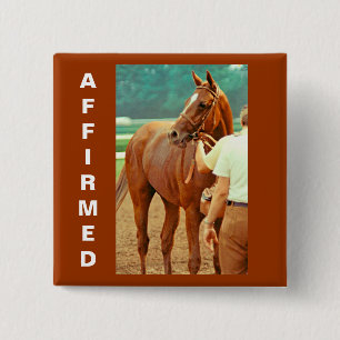 Affirmed Thoroughbred Racehorse 1978 Vierkante Button 5,1 Cm
