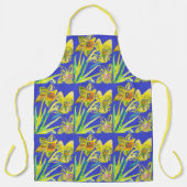 Affodil Waterverf Flower Yellow Blue Abstract Schort (Voorkant)