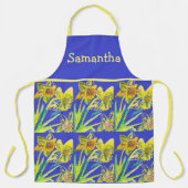 Affodil Waterverf Flower Yellow Blue Abstract Schort (Voorkant)