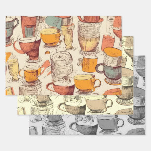 Affogato Koffie efemera collage patroon Inpakpapier Vel