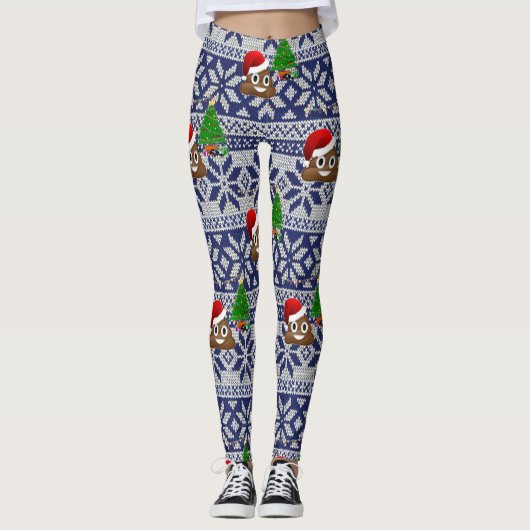 affreux pull de Noël poop emoji leggings (Devant)
