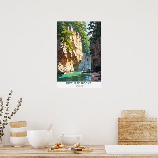 Afgebeeld Rocks, Michigan, prachtig landschap Poster (Keuken)