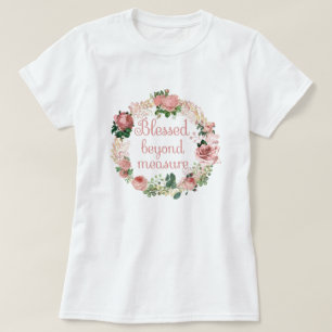 Afgeblazen boven Maatregel/Blush Pink Floral Wreat T-shirt