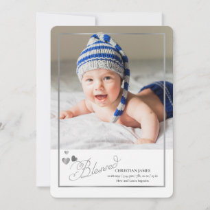 Afgeblazen kalligrafie Foto geboorteaankondiging Feestdagenkaart