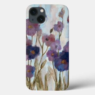 Afgebroken flora in Paars iPhone 13 Hoesje