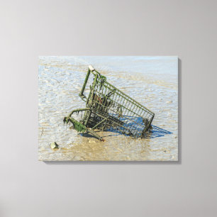 Afgedankte winkelwagen uitzicht canvas print
