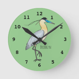 Afgedekte heronvogel cartoon  ronde klok