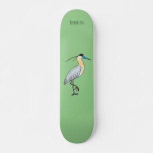 Afgedekte heronvogel cartoon skateboard