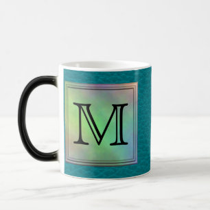 Afgedrukt Afbeelding aangepast monogram op Blauwgr Magische Mok