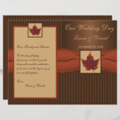 AFGEDRUKT RIBBON Autumn Leaf, Stripe Wedding Progr (Voorkant / Achterkant)