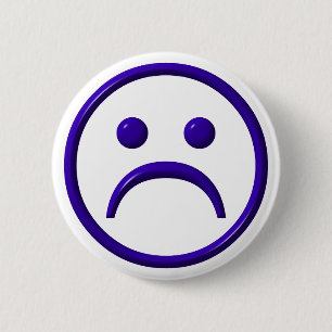 Afgedrukt, zacht en blauw gezicht ronde button 5,7 cm