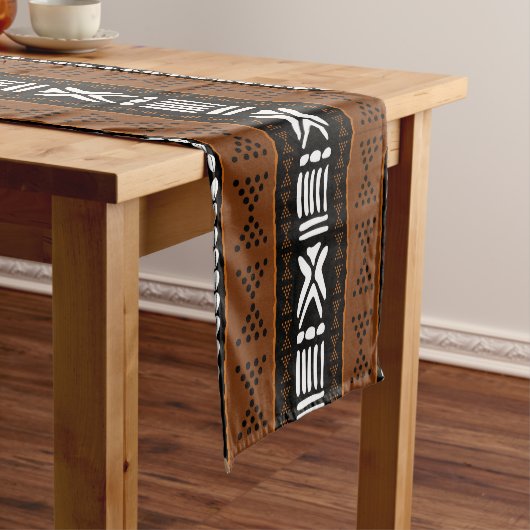 Afgedrukte Afrikaanse Bogolan Table Runner Korte Tafelloper (Voorbeeld)