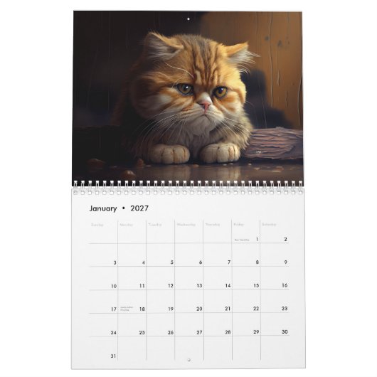 Afgedrukte Cats 2024-agenda Kalender (Jan 2027)