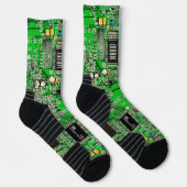 Afgedrukte Circuit Board Green Microchip Geeky Nam Sokken (Rechts)