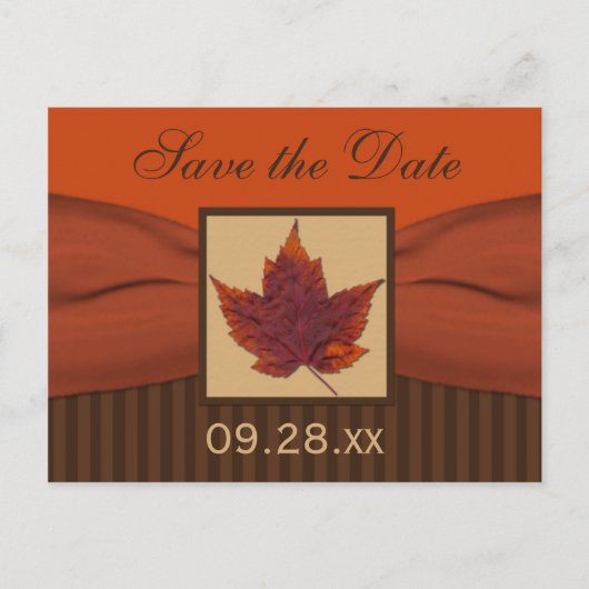 AFGEDRUKTE KOOLSTOF Leaf Save the Date Briefkaart (Voorkant)