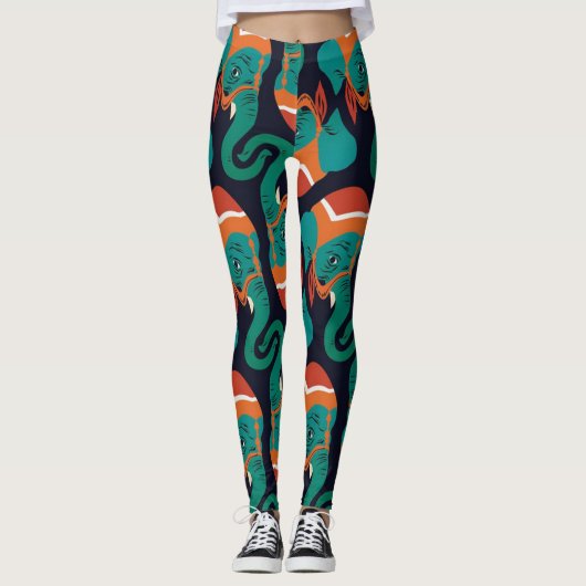 Afgedrukte leggings van het olifantenpatroon (Voorkant)