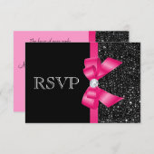 Afgedrukte zwarte-reeks en hot-roze RSVP (Voorkant / Achterkant)